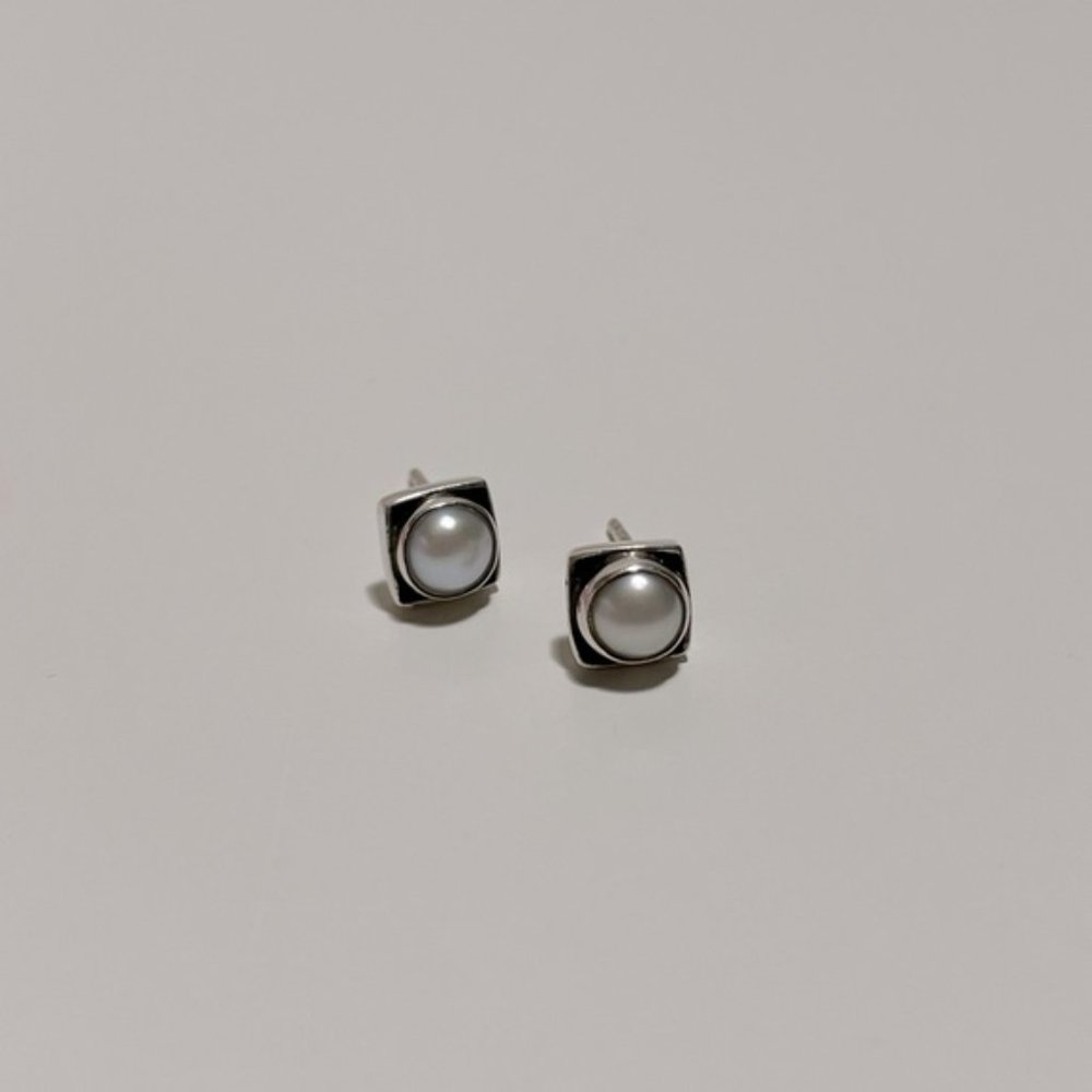 Vintage Oxidised Sterling Silver Earring Studs